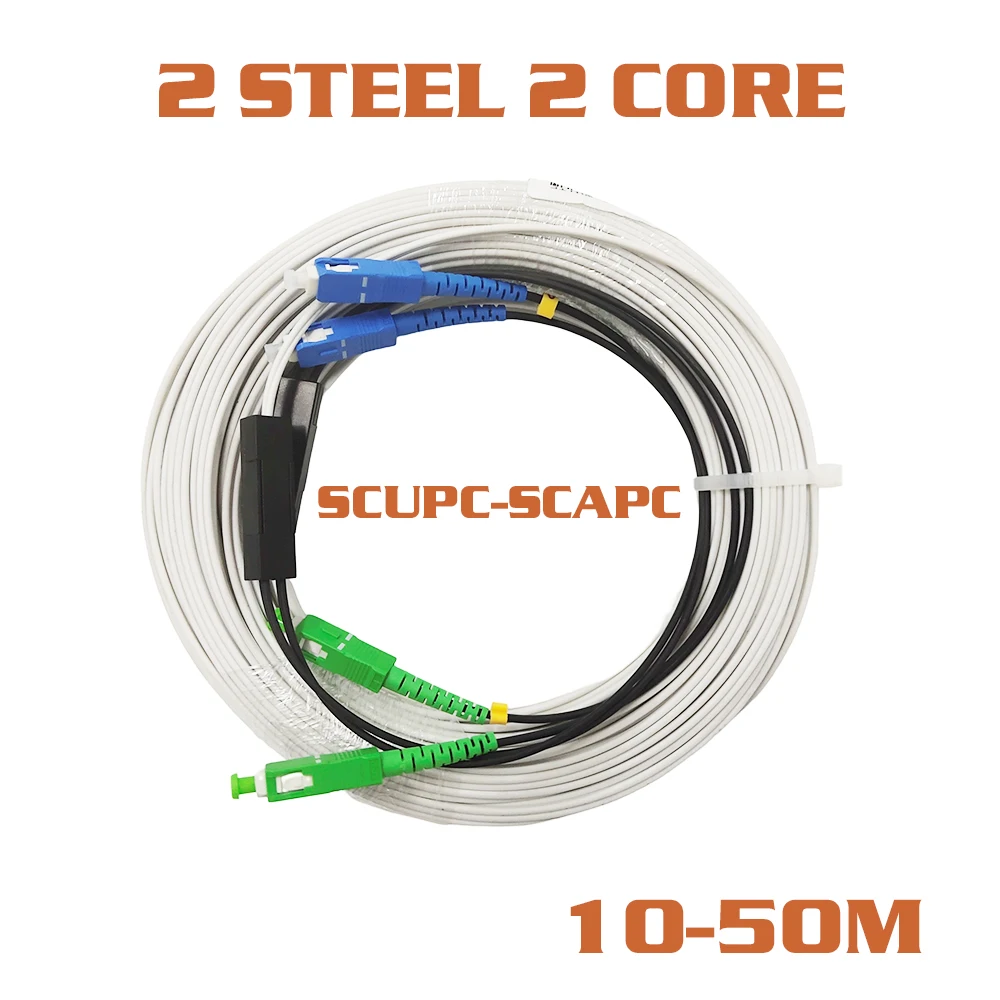 

Single Mode Patch Fiber SCAPC to SCUPC Drop Cable G657A1 2 Steel 2Core Fiber Patch 10-50m Pigtails