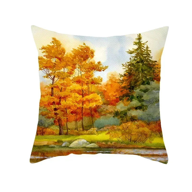 

Декоративная наволочка 45x45 см, полиэстер, Новый осенний золотой красный лес