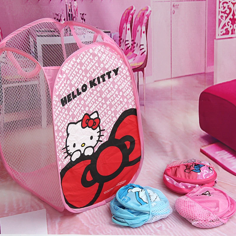 

Sanrios Hello+Kitty Cute Folding Laundry Basket Cartoon Dirty Laundry Basket Large Capacity Storage Basket Kawaii Clothes Basket