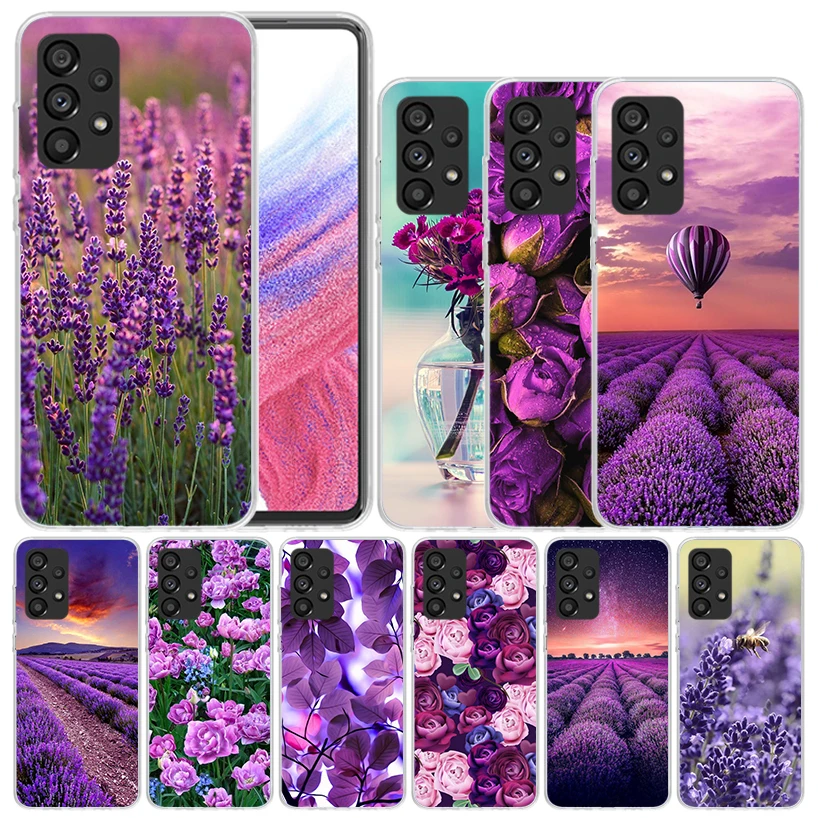

Purple Lavender Flowers Soft Cover for Samsung Galaxy A52 A53 A54 A12 A13 A14 Phone Case A32 A33 A34 A22 A23 A24 A04S A03S A02S