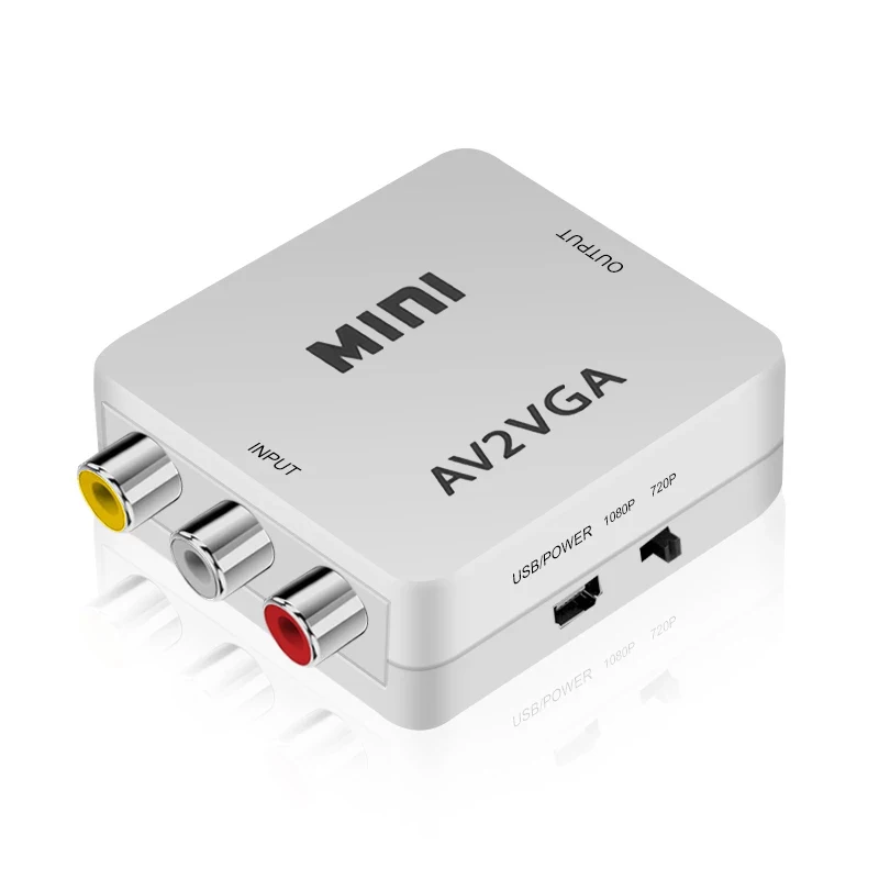 1080P Мини AV RCA CVBS к VGA видео преобразователь с 3 5 мм аудио поддержка PAL NTS адаптер для