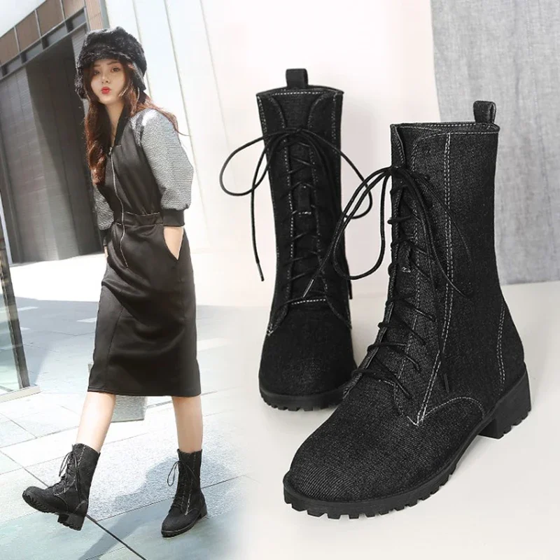 ASIOFU/Новые популярные женские ботильоны ручной работы джинсовые кожаные короткие