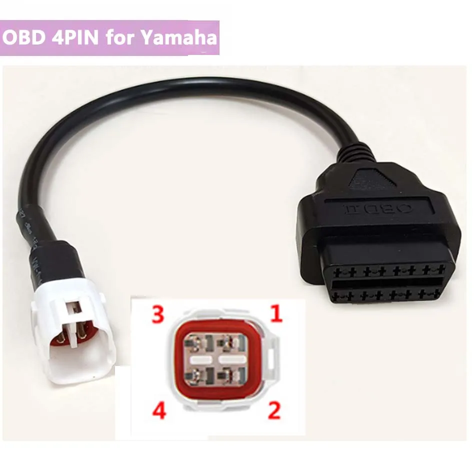 

OBD2 16PIN на 4-контактный диагностический разъем для 4-контактного мотоцикла Yamaha ATV YZF R1 R6 XSR-700 мотоциклов 4-игольный штекерный разъем