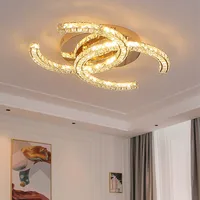 Modern Stainless Steel Crystal Ceiling Lights Living Dining Cloakroom Crystal Lamp Bedroom Chrome Interior LED Lighting Fixtures
