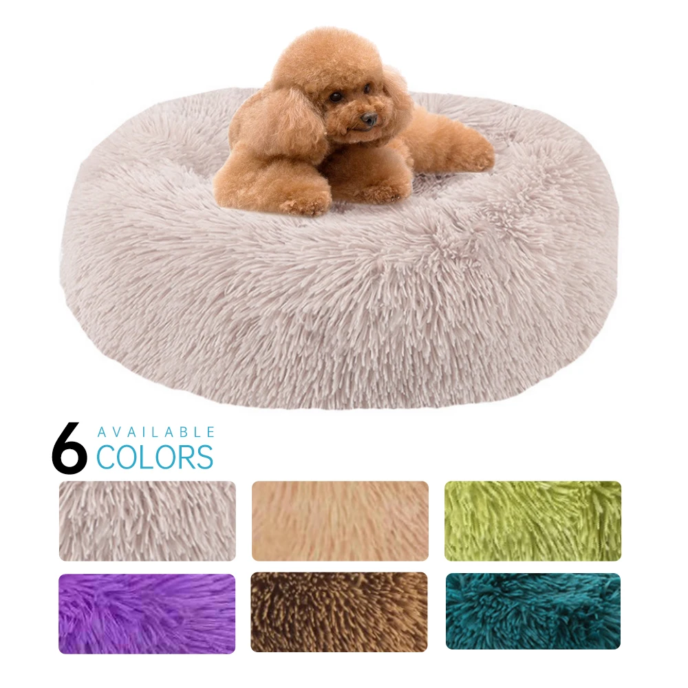 

New Long Plush Dog Beds Calming Bed Pet Kennel Super Soft Fluffy Comfortable for Large Cat nest houses Mat cushion Underpad Coop