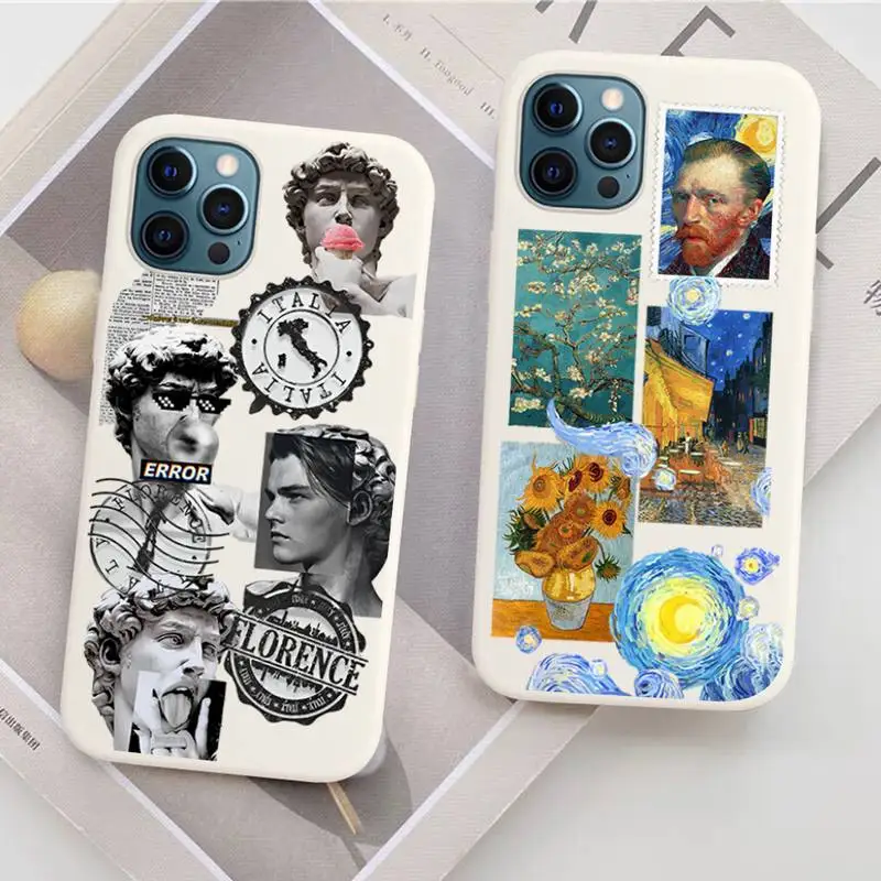 

Art Aesthetic David Mona Lisa Angel Eyes Phone Case for iPhone 11 12 13 Mini Pro Xs Max 8 7 6 6S Plus X XR Solid Candy Color