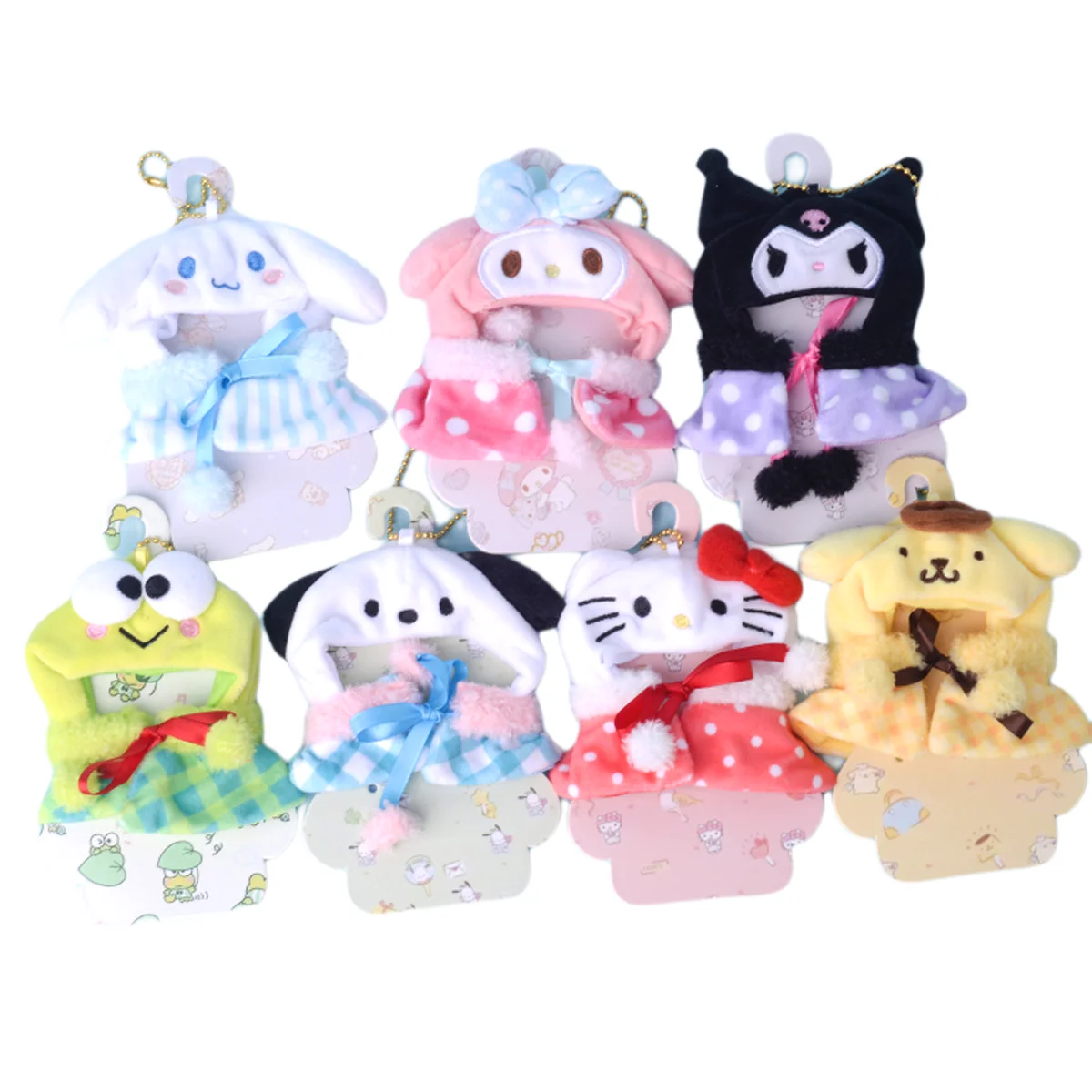 

Sanrio 9Cm Japanese Cute Little Clothes Series Kuromi Cinnamoroll My Melody Kawaii Plush Anime Stuffed Animals Doll Pendant Gift