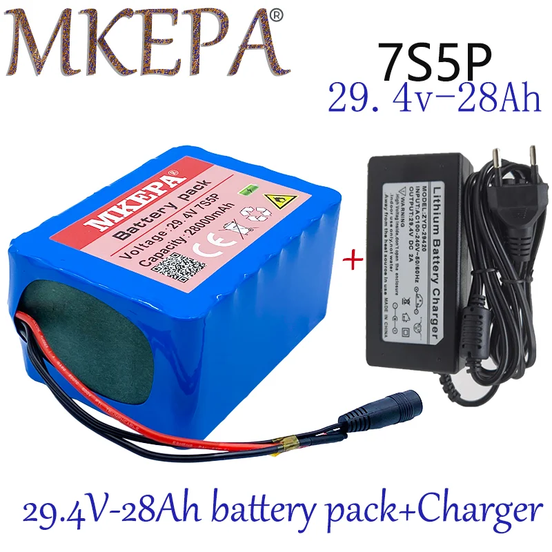 

7S5P 24v 28Ah battery pack 250w 29.4V 28000mAh lithium ion battery for wheelchair electric bicycle pack with BMS + charger