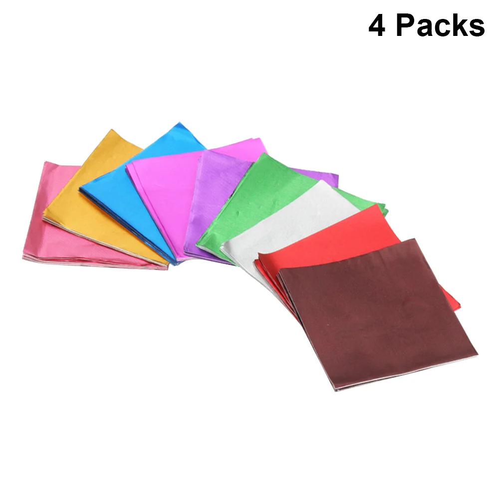 

4 Packs Confectionery Foil Wrapper Foil Candy Wrappers Colored Tin Foil Wrappers Candy Chocolate Aluminum Snack Wrappers