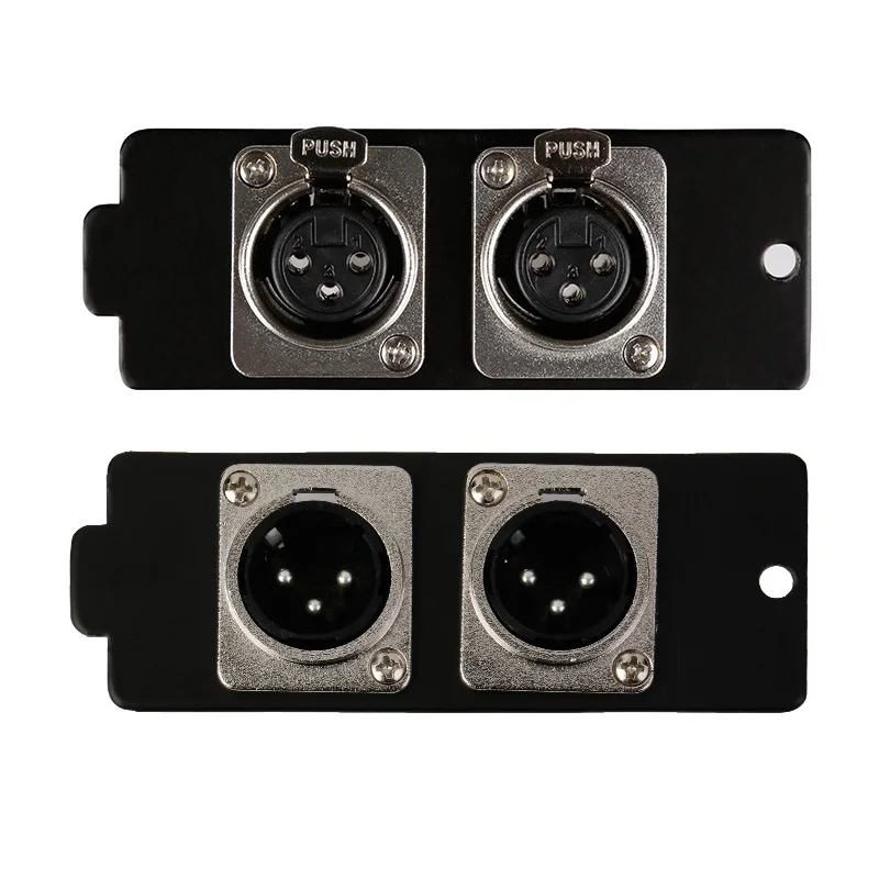 

3Pin XRL male female socket module Dynamic function audio signal adapter Double Canon head Ground socket box module
