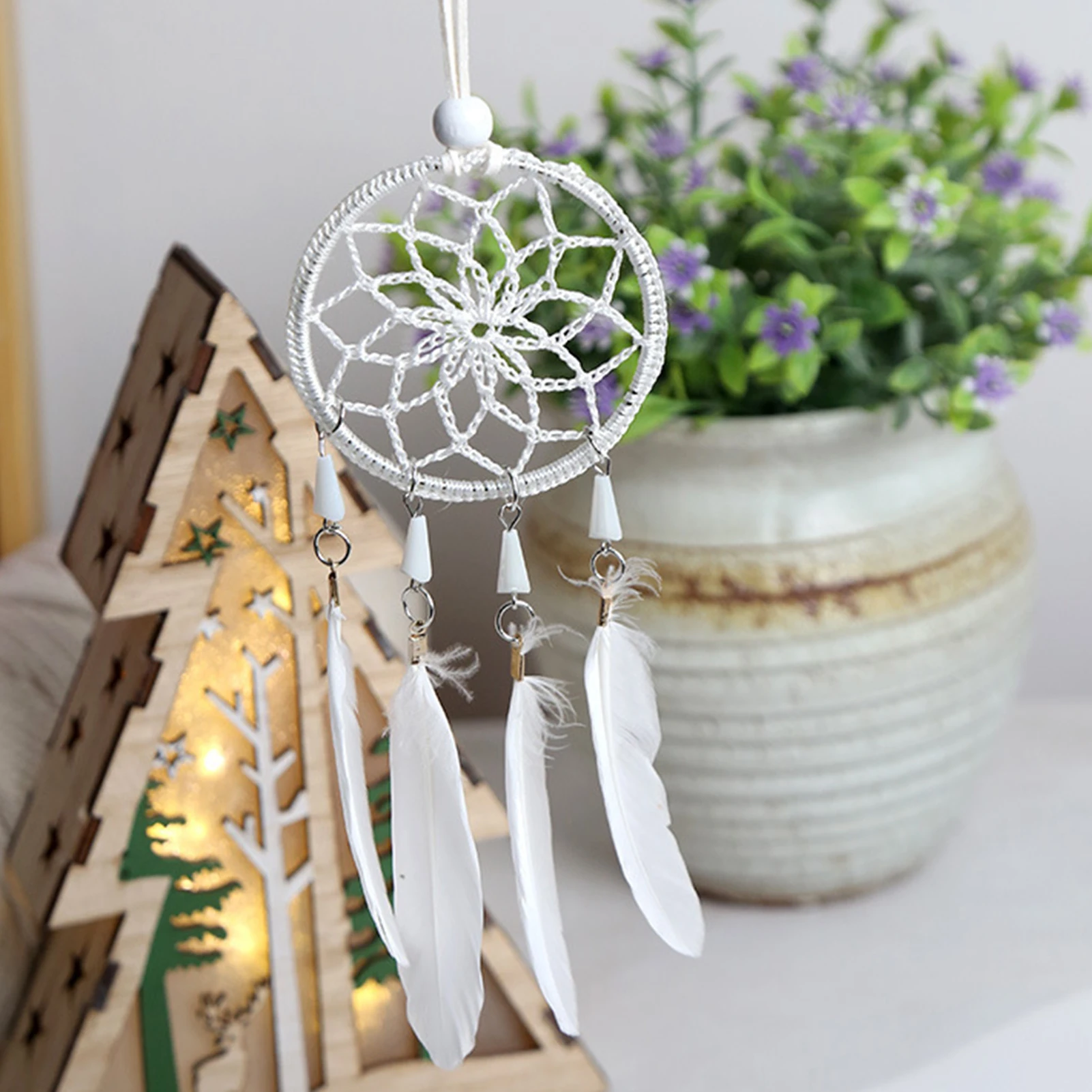 

Mini Dream Catcher Car Pendant Accessory Interior For Girls Handmade Feather Hanging Pendant Home Decor Lucky Car Ornament