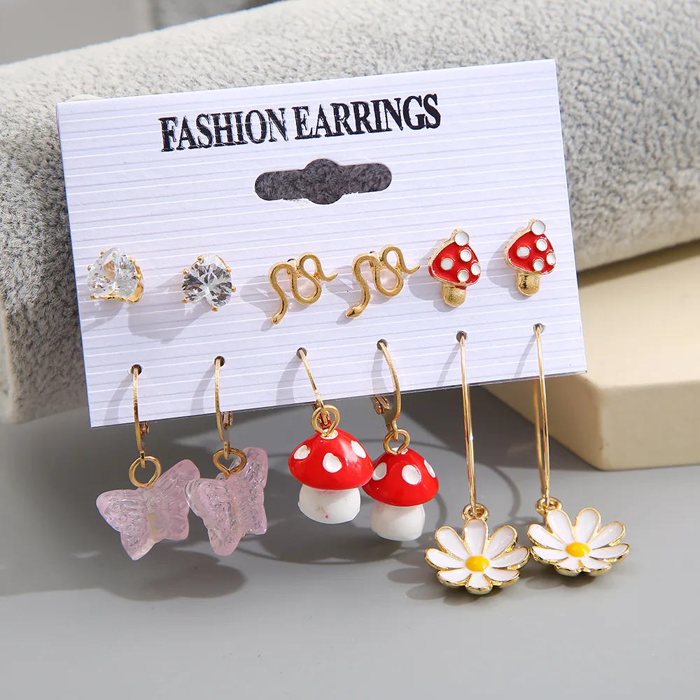 

New Mushroom Earrings Flower Earrings Mini Snake Flowers Personalized Fashion Accessories Gift Party Female Pendant Ear Studs