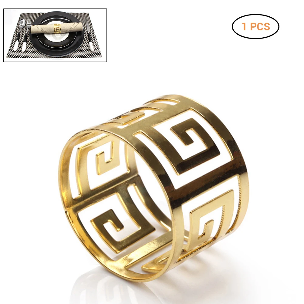 

Stainless Steel Napkin Rings for Table Decoration Hollow Pattern Round Napkin Rings