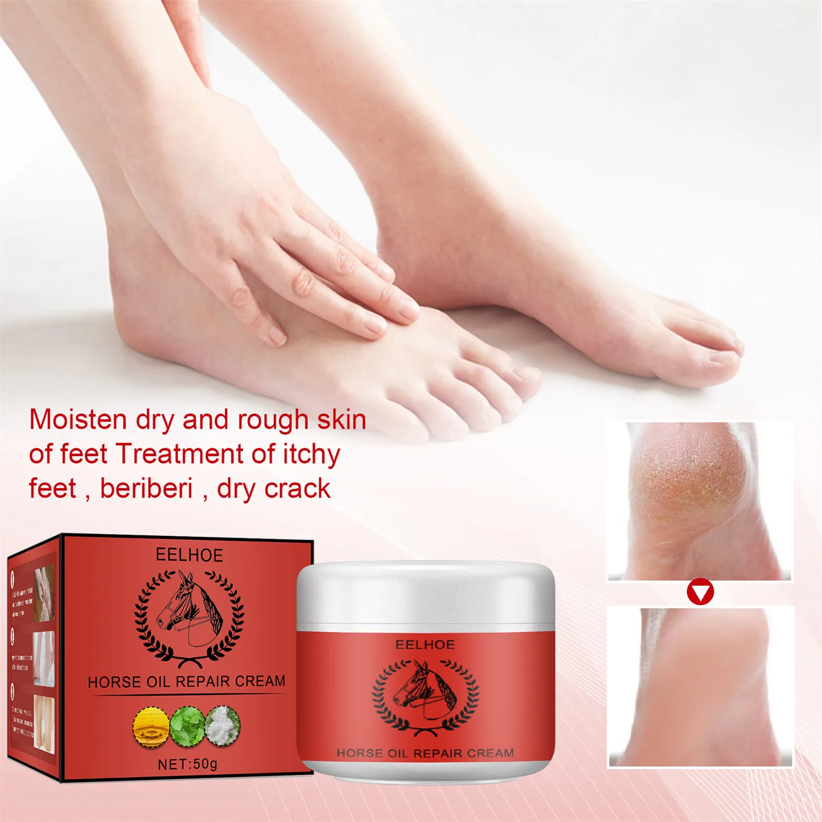 

Крем для ног CreamProfessional, крем для сухого и треснувшего каблука, крем для ног с конским маслом, восстанавливает и увлажняет треснувшие лапы