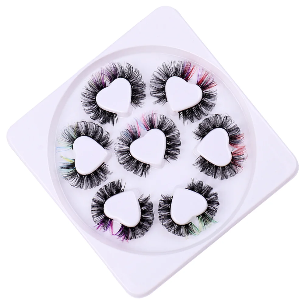

7 Pairs False Eyelashes Colored Lashes Fluffy Eyelashes Decorative Fake Lash Clusters