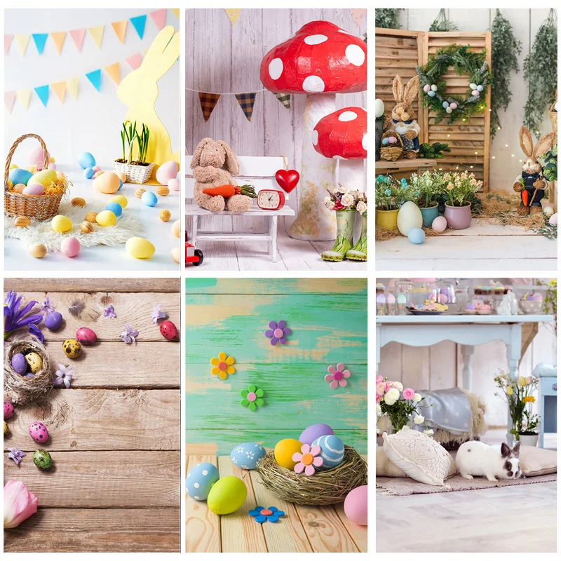 

SHENGYONGBAO Easter Eggs Rabbit Photography Backdrops Photo Studio Props Spring Flowers Child Baby Photo Backdrops 21430 CJ-01