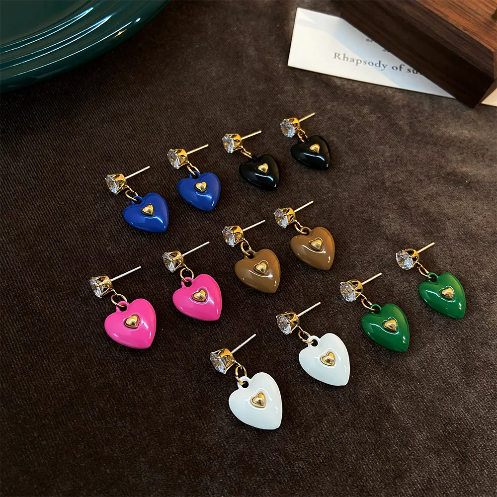 Эмалированное ожерелье HANGZHI в форме сердца из циркония коллекция ювелирных