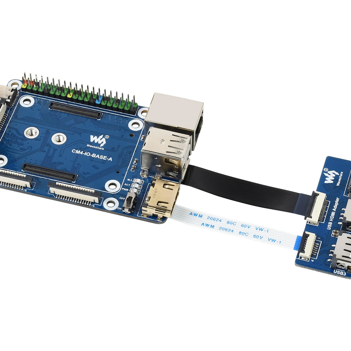 Адаптер Waveshare CM4-IO-BASE-A + USB HDMI для вычислительного модуля Raspberry Pi 4.