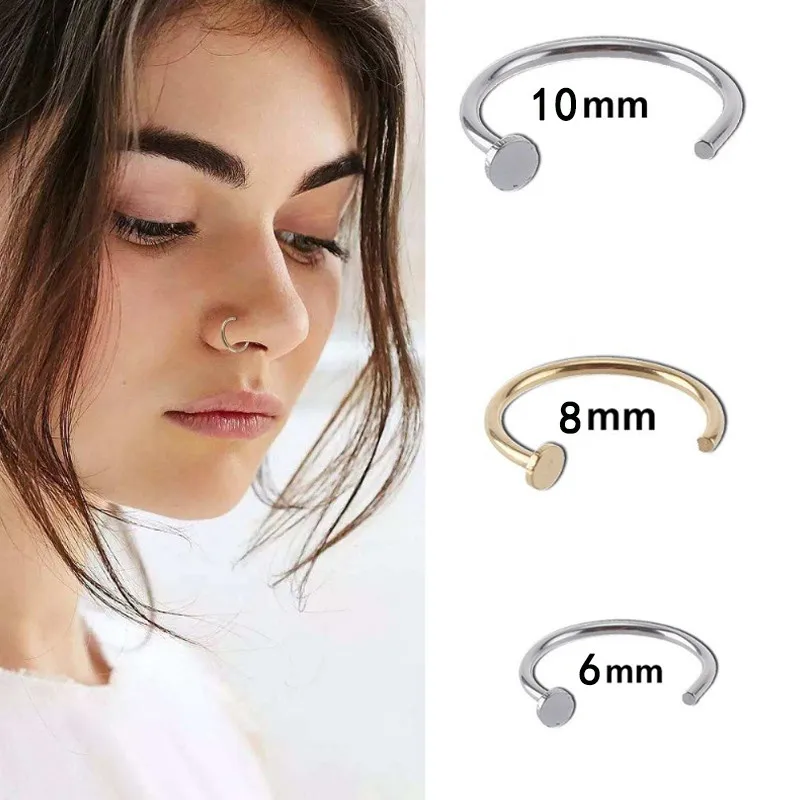 

2Pc Stainless Steel Fake Nose Ring C Shape Septum Nose Piercing Lip Rings Ear Cartilage Piercing Women Body Jewelry Wholesale