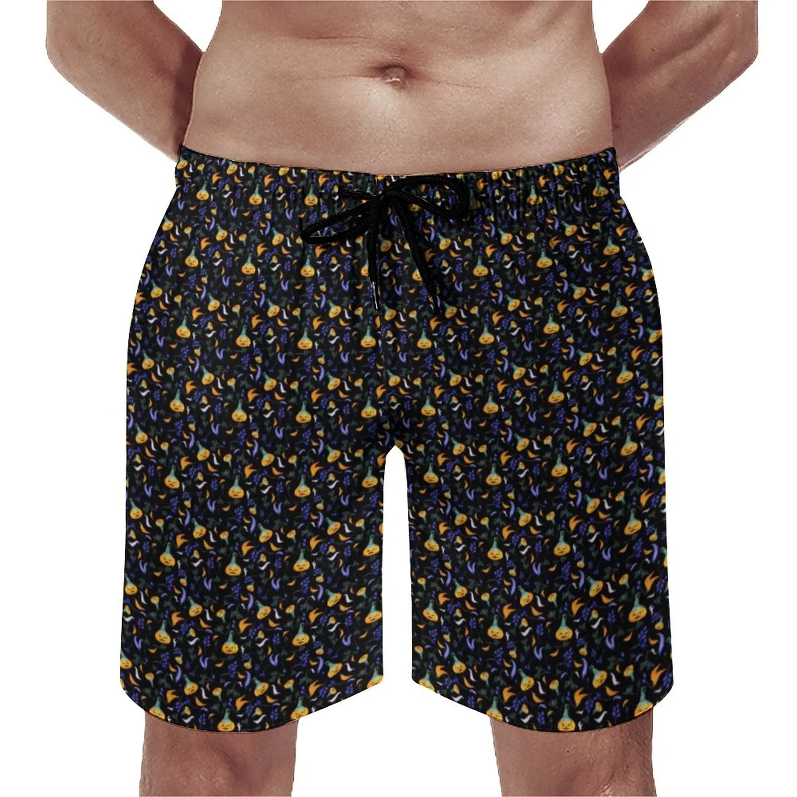 

Halloween Forest Board Shorts Pumpkins And Ghosts Comfortable Beach Pants Print Oversize Swim Trunks Man