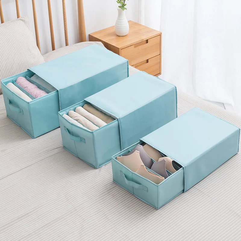 

Foldable Closet Organizer For Jeans Sweater Dustproof Clothes Storage Box With Lid Wardrobe Clothing Compartment Boxes Drawer