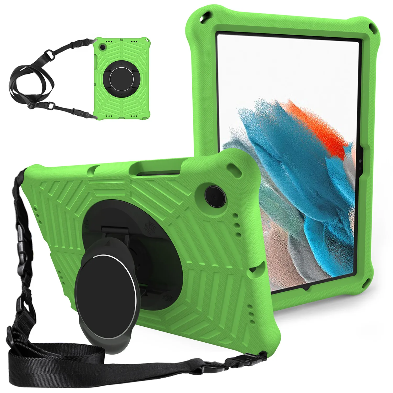 

for Samsung Galaxy Tab A8 10.5 2021 SM-X200 SM-X205 Case With Stand Shoulder Strap Kids Shockproof Tablet Cover Funda