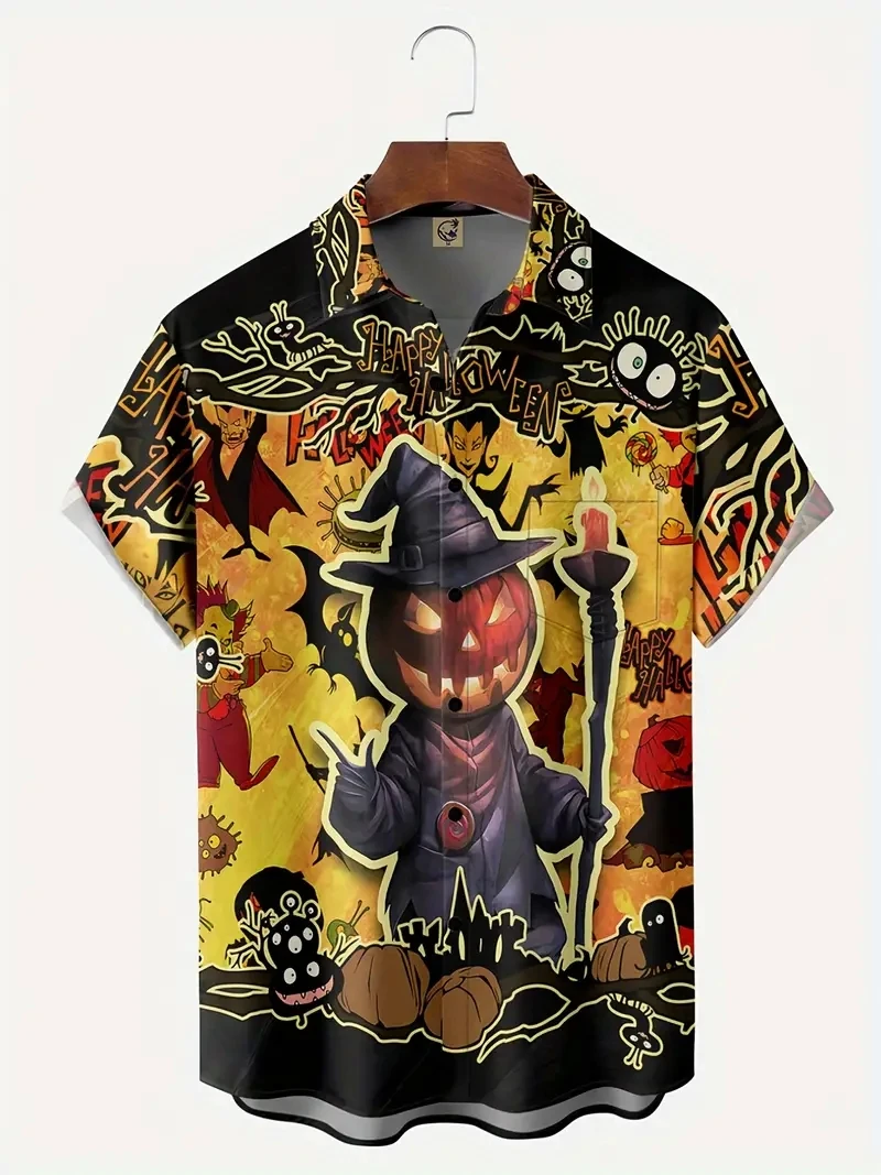 

Мужская рубашка в стиле Хэллоуин с черепом, котом, гавайская Корейская женская рубашка с 3D принтом и коротким рукавом, летняя повседневная мужская пляжная одежда в стиле Харадзюку