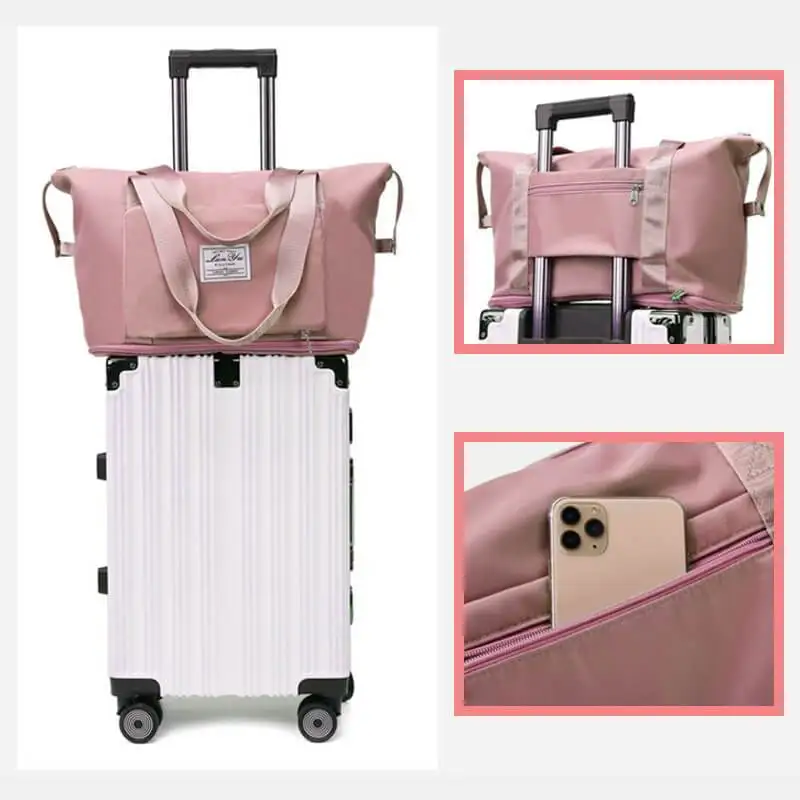 

Women Multifunctional Foldable Handbag Large Capacity Folding Travel Storage Bag Portable Sports Yoga Gym One Shoulder Bag