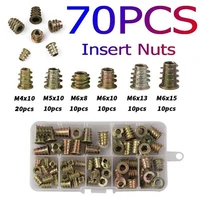 30pcs m4 m5 m6 m8 m10 threaded insert for wood type e with flange hex drive screw in color zinc plated fasteners set