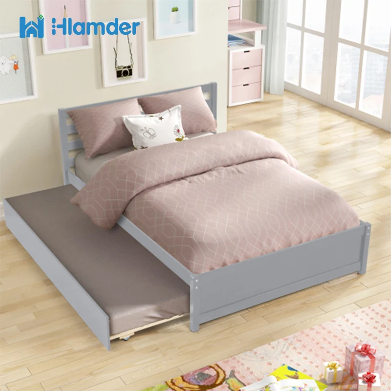 With Headboard And Twin Trundle,frame Extensible Sleep Space,with Slatted Platform
