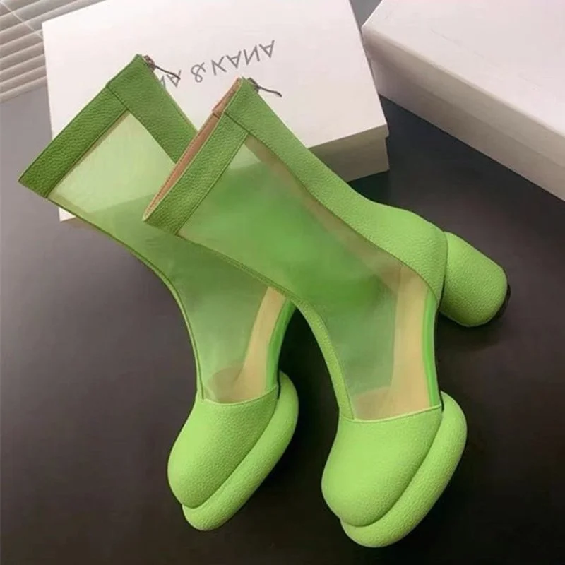 

Женские босоножки на высокой платформе, повседневные босоножки из дышащей сетчатой ткани, на толстом каблуке, с перфорацией, лето 2022