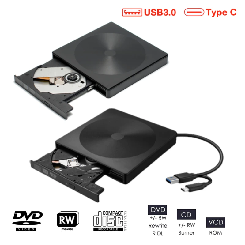 

Корпус для DVD-проигрывателя с двумя портами, 12 В постоянного тока, пластиковый внешний корпус для оптического привода, подключи и работай для Windows/Mac OS/Linux