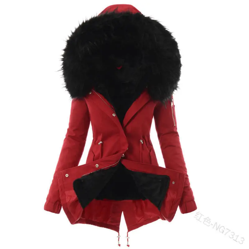 Autumn and Winter New Cotton Coat Hooded Slim Fit Warm Zipper Coat for Women