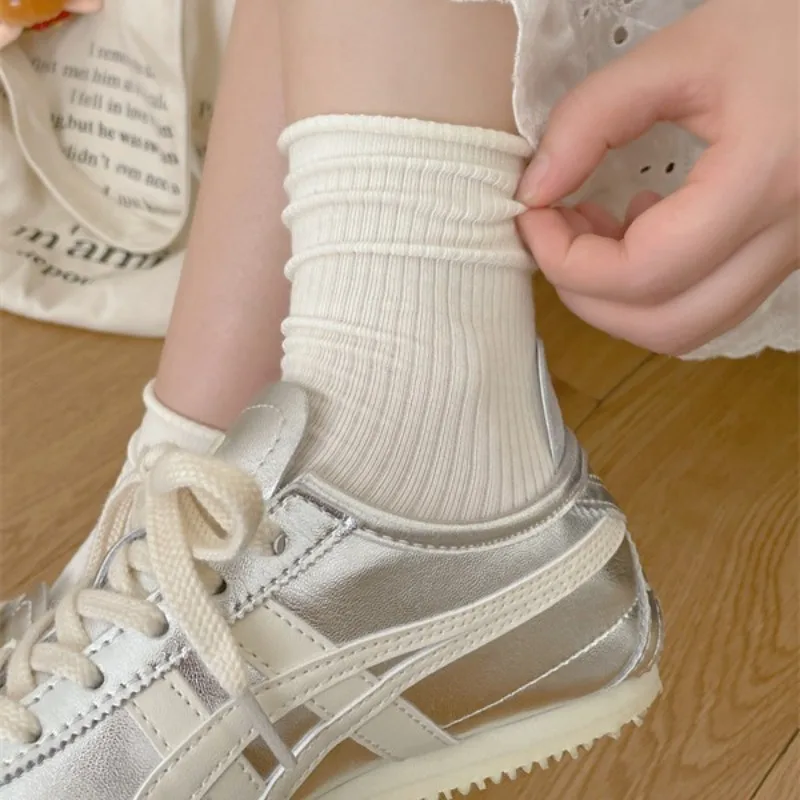 Однотонные женские носки хлопковые тонкие дышащие эластичные длинные школьные в