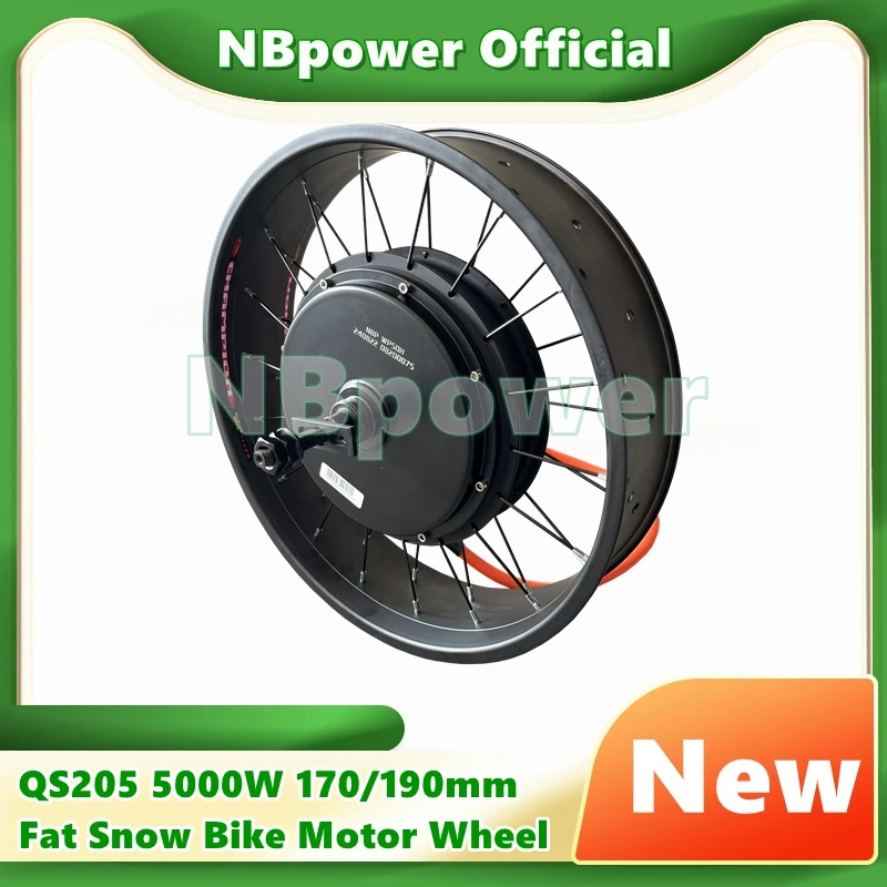 Фото Новейшее электрическое колесо NBpower QS205 с задним мотор-колесом 72В 5000Вт 50H V3 для фэтбайка/снегохода, с дропаутом 170/190 мм, для шин 20/24/26x4.0 №1