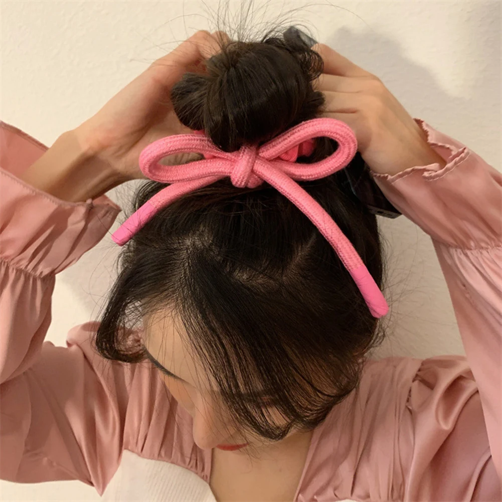 

1Pcs Sweet Hair Band Girls Hair Ties Bows Elastic Rubber Band Large Knitted Hair Scrunchies Baby Kids Hair Accessories 2022