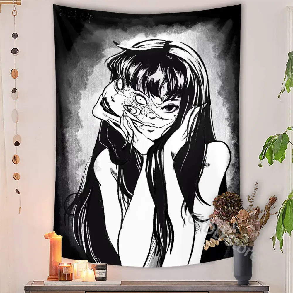 

Horror Manga Poster Tomie Unlimited Junji Ito Japanese Tapestry Anime Trippy Curtain Macrame Background Cloth Room Decor Tapiz 1