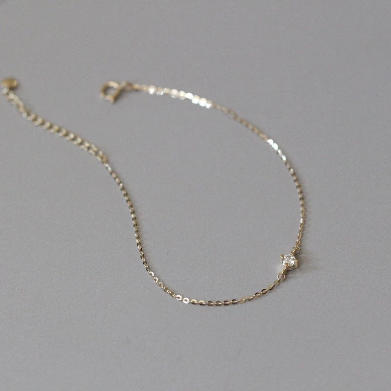 

Classic Single Diamond 925 Sterling Silver Plated 14K Gold Bracelet 4mm 5mm Zircon Simple Daily Bracelet for Women Jewelry Gift