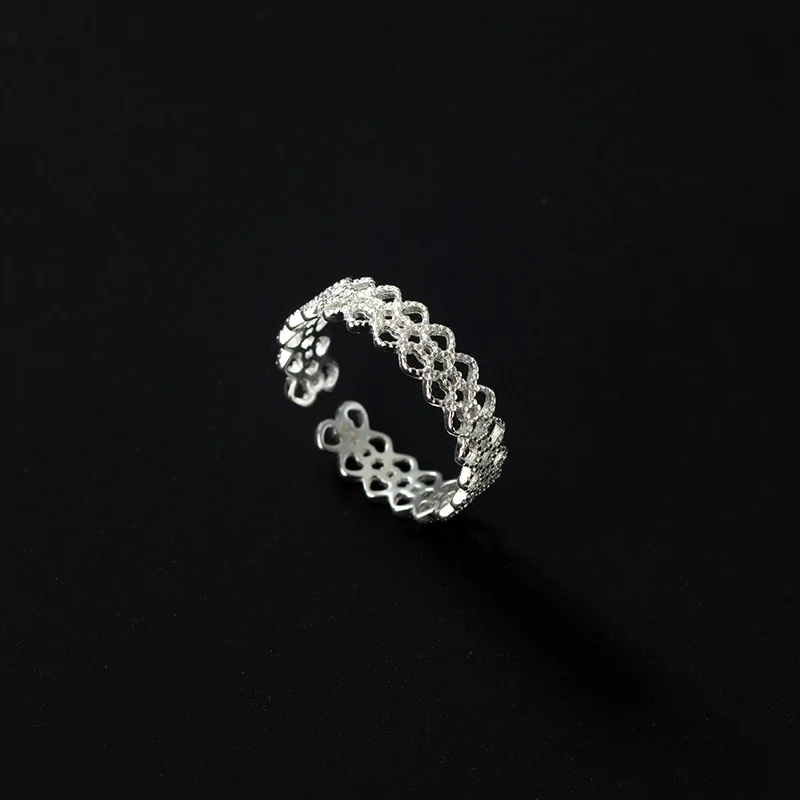 

925 Sterling Silver Ring Vintage Pattern Lightweight Adjustable Ring Classic Fashion Statement Women Jewelry
