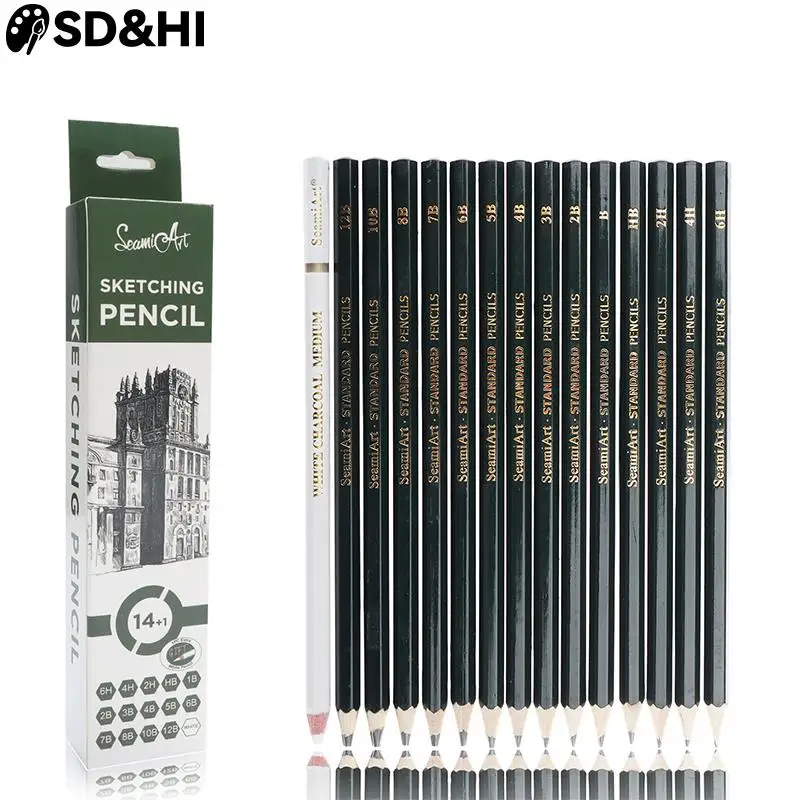 

14pcs/set Professional Wooden Sketch Pencils 12B10B 8B 7B 6B 5B 4B 3B 2B Graphite Art Manual Draw Pen Office School Stationery