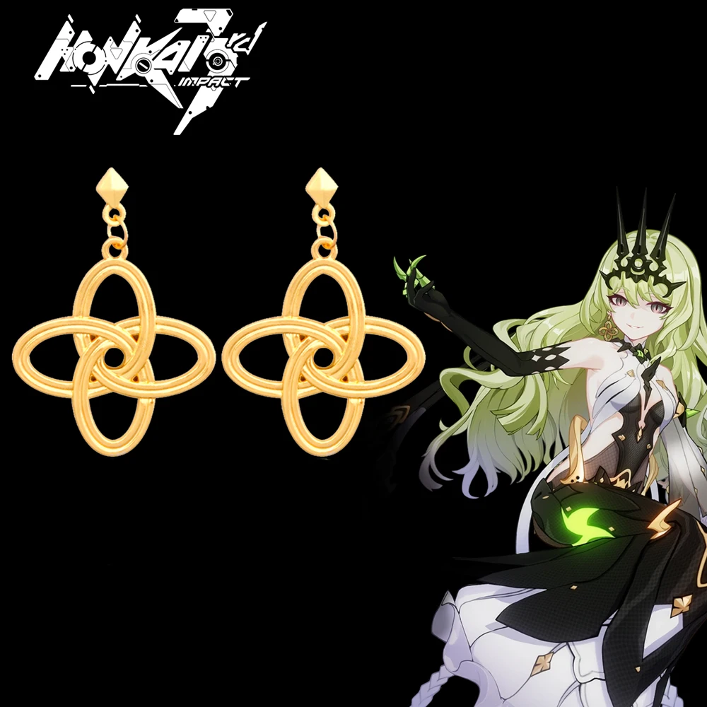 

Game Honkai Impact 3 Mobius Cosplay Earrings Golden Geometry Drop Earrings for Women Girl Party Jewelry Accessories
