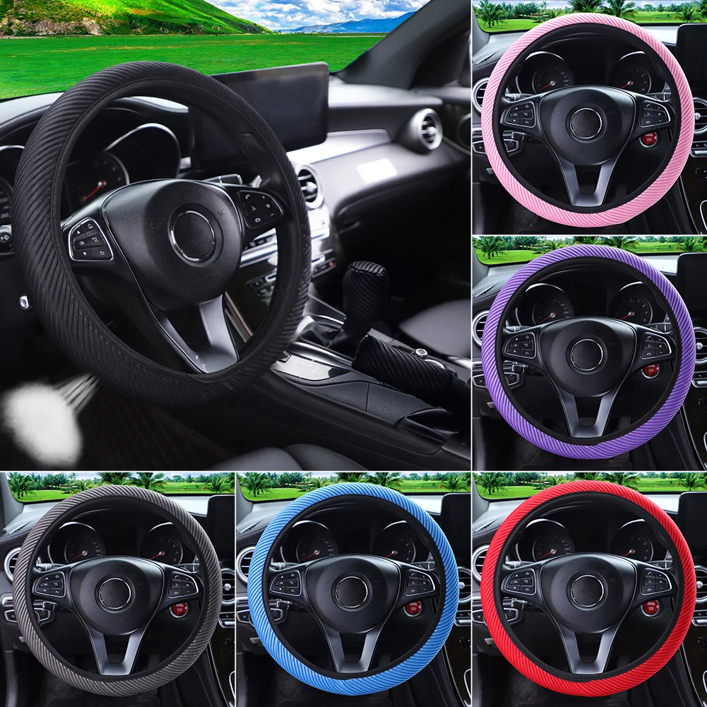 

2023 New Car Steering Wheel Cover Breathable 37cm-38cm Car Handbrake Gear Cover Auto Interior Mesh Accessories For All Seasons