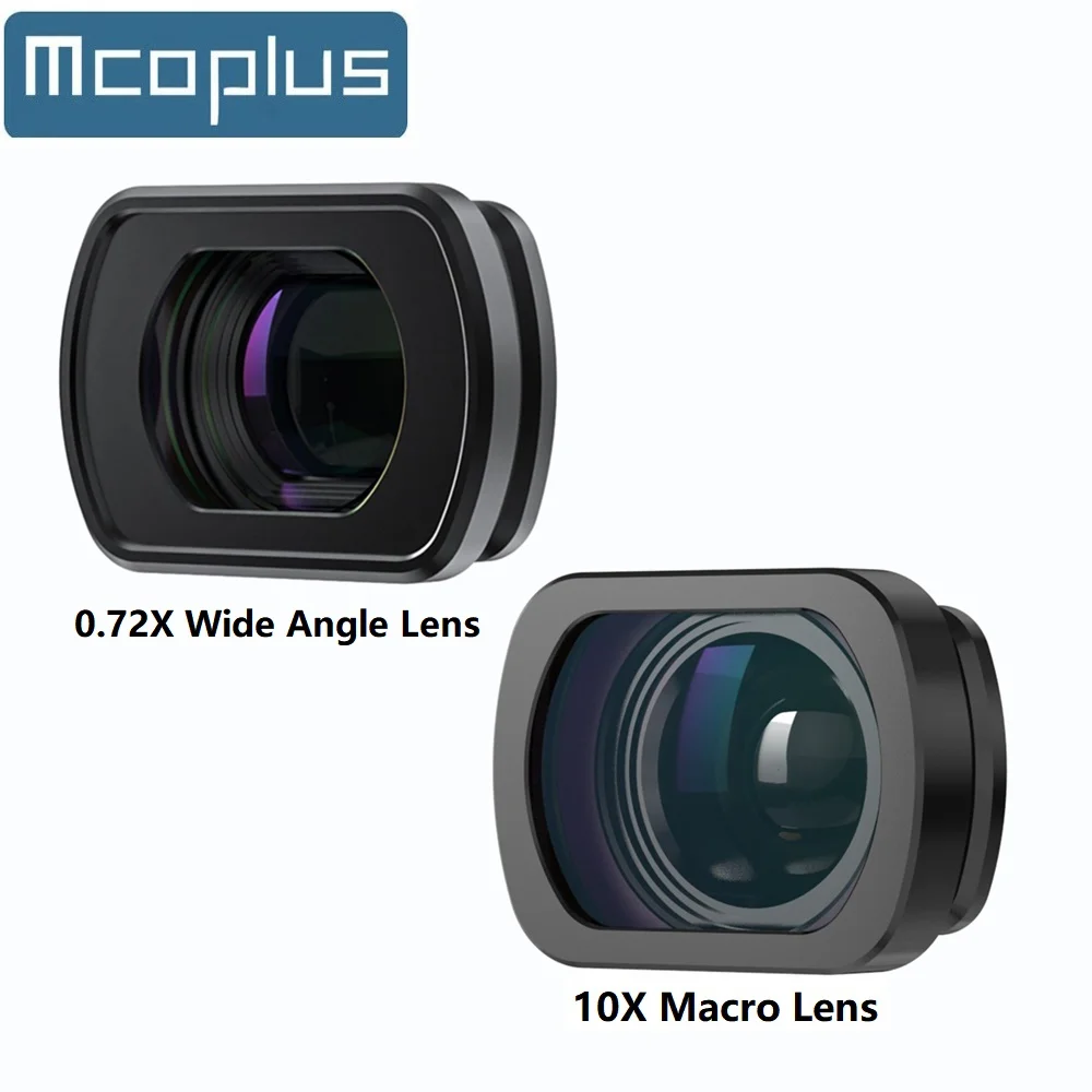 Фото Широкоугольный объектив Mcoplus 0.72X и макрообъектив 10X для камеры DJI Osmo Pocket 3 с углом обзора 112° °    Оптическое стекло HD / Магнитное крепление №1