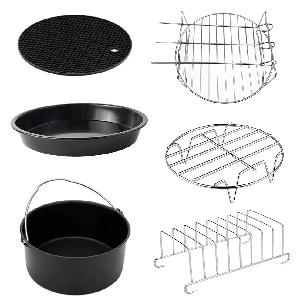 

6pcs 6 Inch Kitchen Tools Set Air Fryer Accessories Cake Baking Pizza Pan Pot