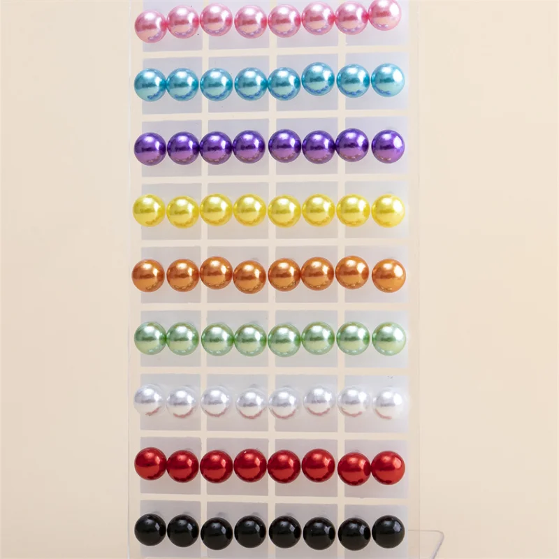 

Trendy 36Pairs/Set Colorful Imitation Pearl Stud Earrings For Women Round Ball Earring Fashion Jewelry 6 8 10mm Bead
