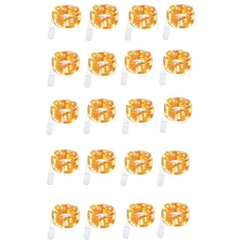 

GTBL 20 Pack Led Fairy Lights Battery Operated,3.3Ft 20 LED Copper Wire Warm White Firefly Mason Jar Lights,Waterproof Lights