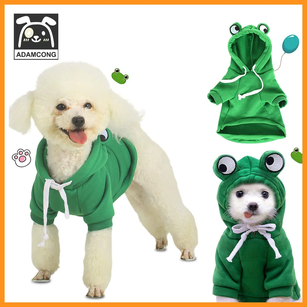 

Funny Frog Dog Hoodie, Dog Basic Sweater Coat Cute Frog Shape Warm Jacket Pet Cold Weather Clothes Outfit Outerwear for Cats