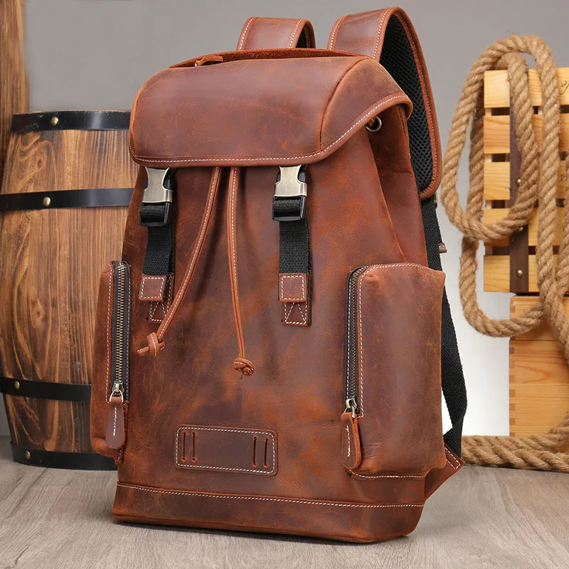 

Luufan мужской кожаный рюкзак, модный стиль, подходит для ноутбука 14 дюймов, мужской рюкзак для путешествий, водонепроницаемый рюкзак, мужской кожаный рюкзак