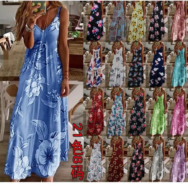 

2022 Summer New Women's Dresses, Suspenders Slim Long Skirts