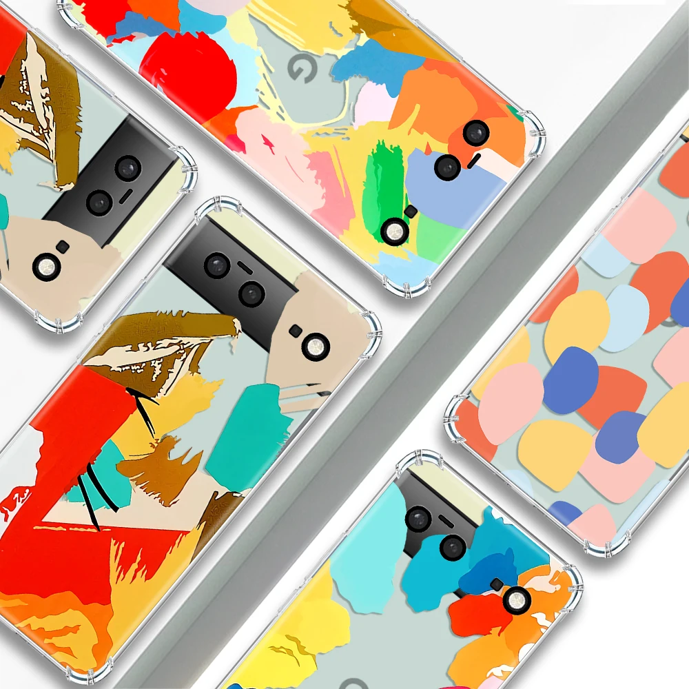 

Colorful Graffiti Transparent Phone Case For Google Pixel 7a 6a 7Pro Cases Shockproof Soft Silicone TPU Cover For Pixel 6 6Pro